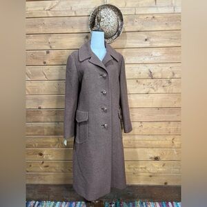 Vintage Fleurette of California Union-Made Tweed Wool Long Coat Deadstock S
